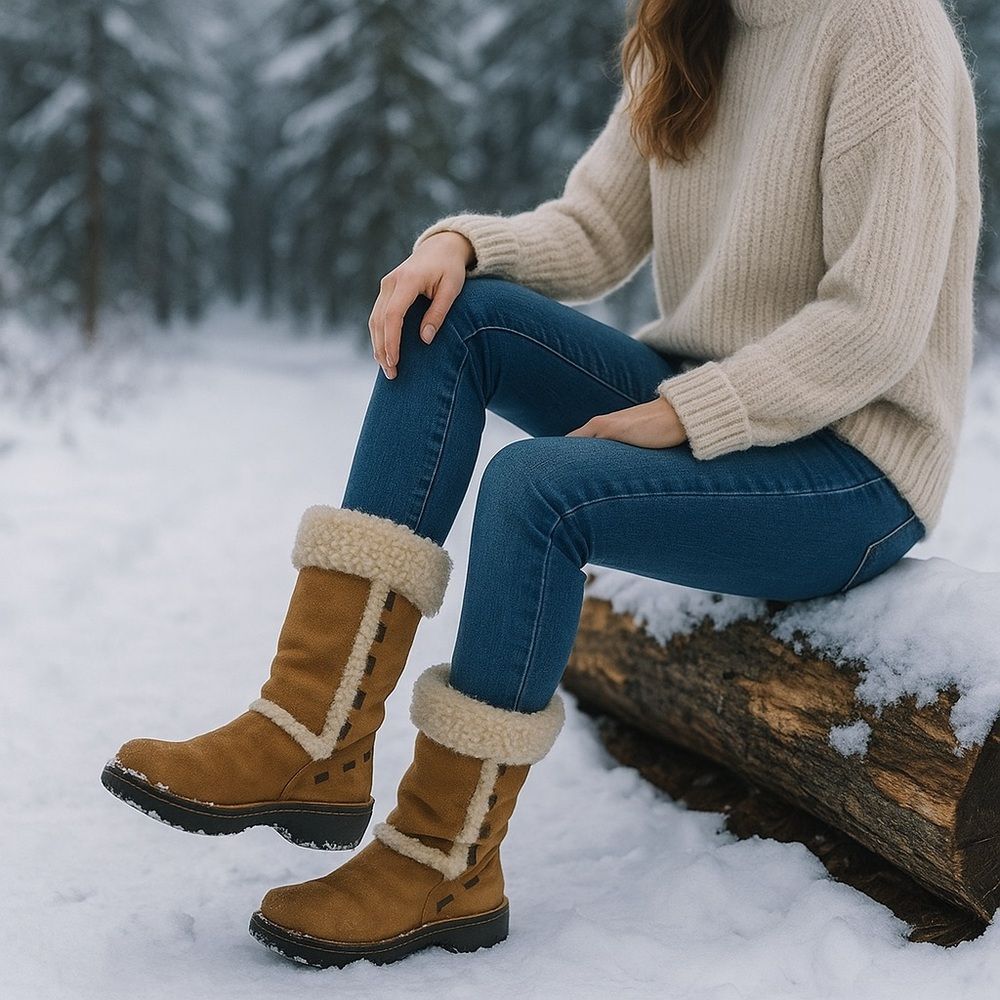 Ugg Australia Elijo Chestnut Brown Suede Winter Fur Cuff Boots #5674 - Picture 4 of 15